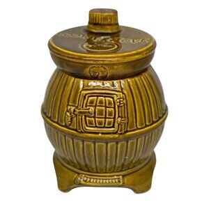 Vintage Pfaltzgraff Cookie Stove Jar Canister Brown Barrel USA Collectible Retro